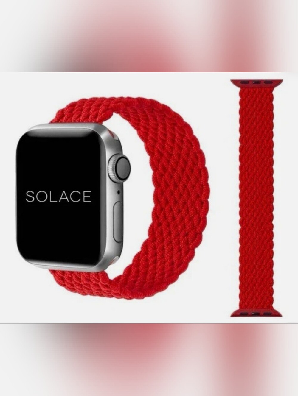 Solace Red Braided Solo Loop-Compatible Smartwatch Band